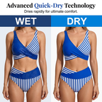 👙Two-Piece Color Block & Stripe Bikini Swimsuit