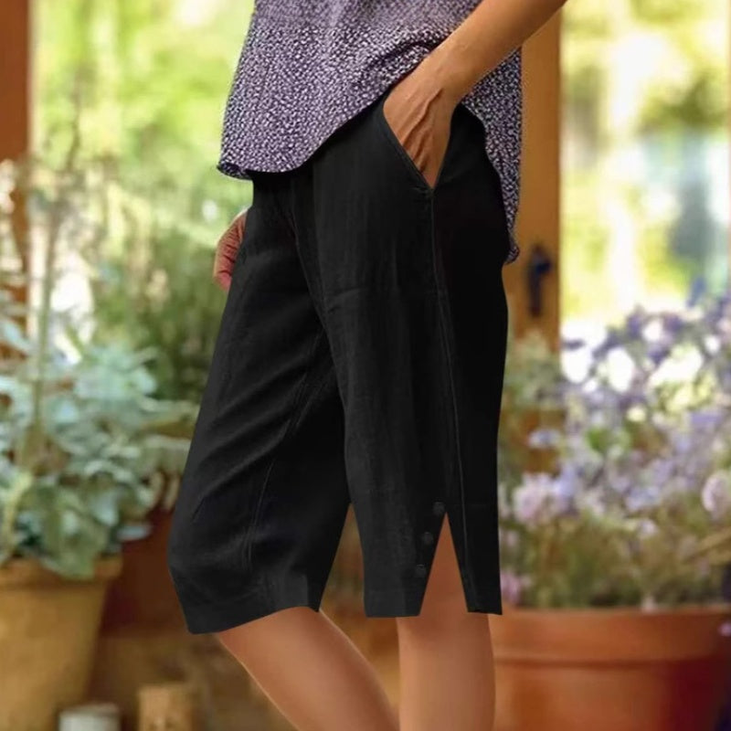 ⏳Time-Limited Special ⏰Women's Casual Solid Color Pocket Capri Pants