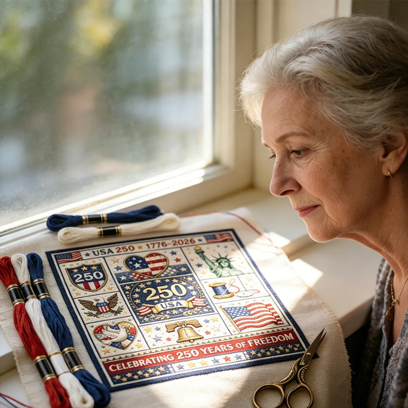 🎁Hot sale🧵USA 250th Anniversary Commemorative Cross Stitch Kit