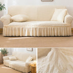 Bubble Texture Elastic Ruffled Sofa Cover