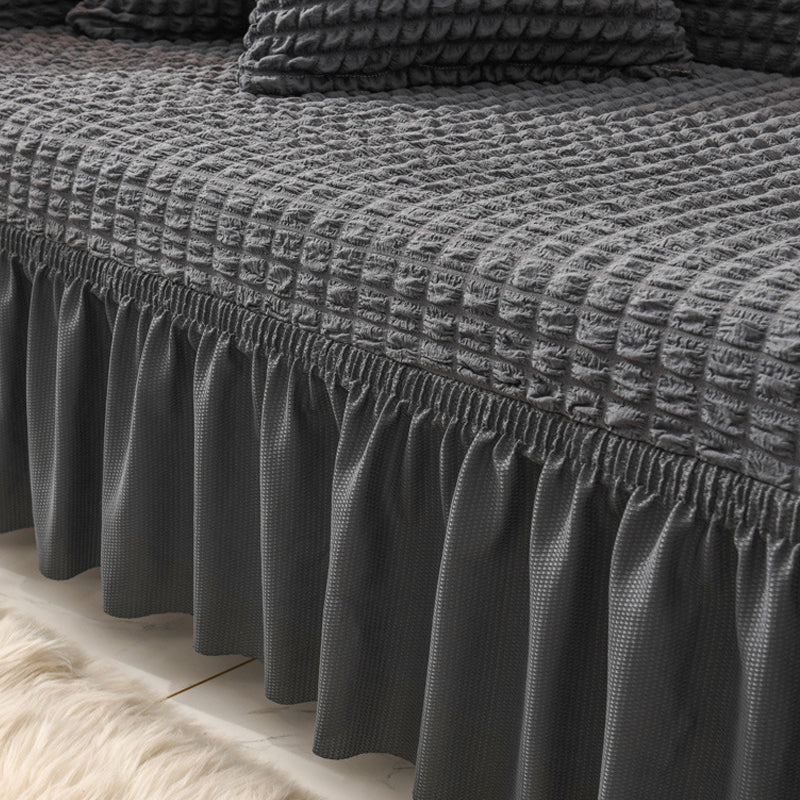 Bubble Texture Elastic Ruffled Sofa Cover