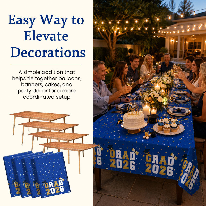 "Grad 2026" Confetti Tablecloth