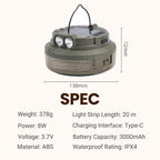 Solar Camping Light with 20m Light Strip