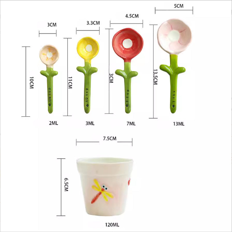 Ceramic Flower Measuring Spoon Set