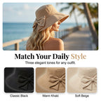 Women's Bowknot Wide Brim Sun Protective Hat