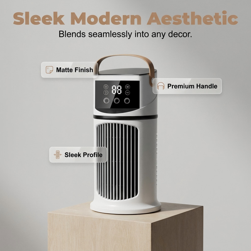 🔥Mist Humidifier Cold Fan, Air Cooler, 9 Speed Settings + Three-Hole Spray, 8-Hour Timer