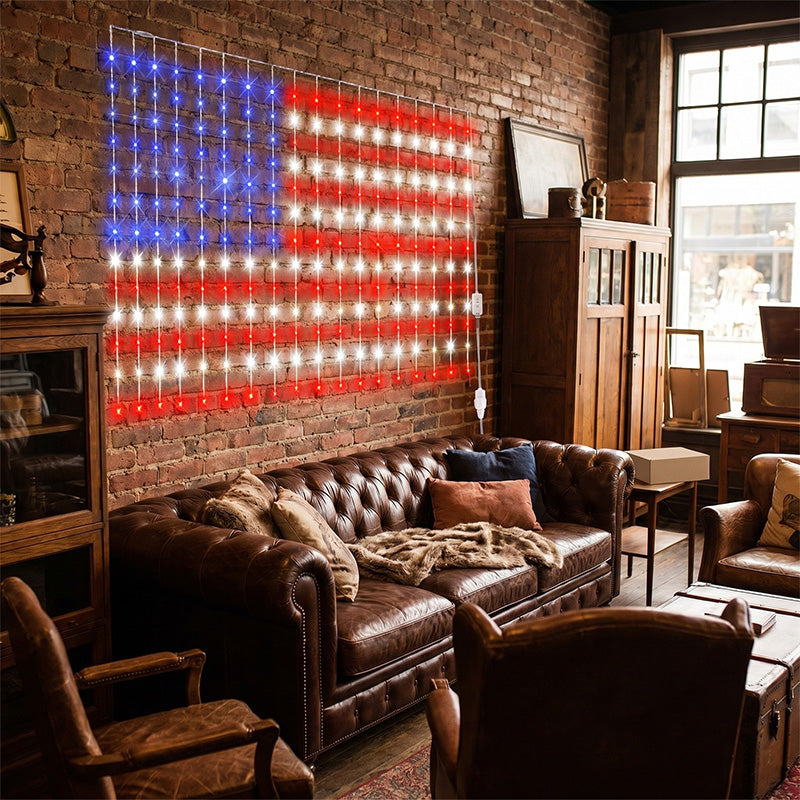 ✨ Patriotic Flag Net Lights – USB, Waterproof, 50,000-Hour ✨