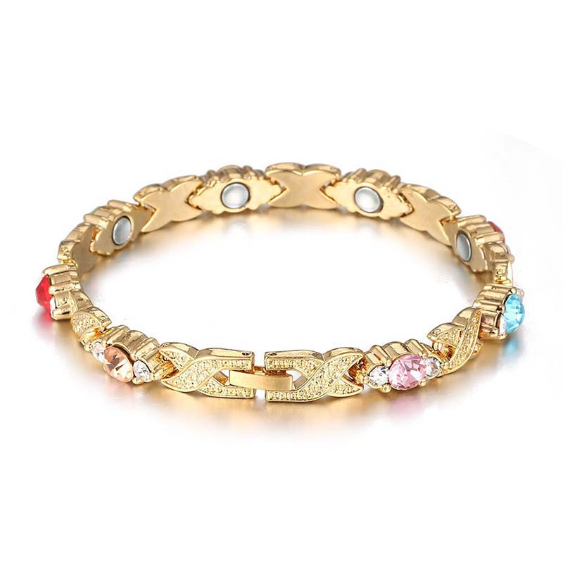 Fashionable Magnetic Bracelet with Rhinestones
