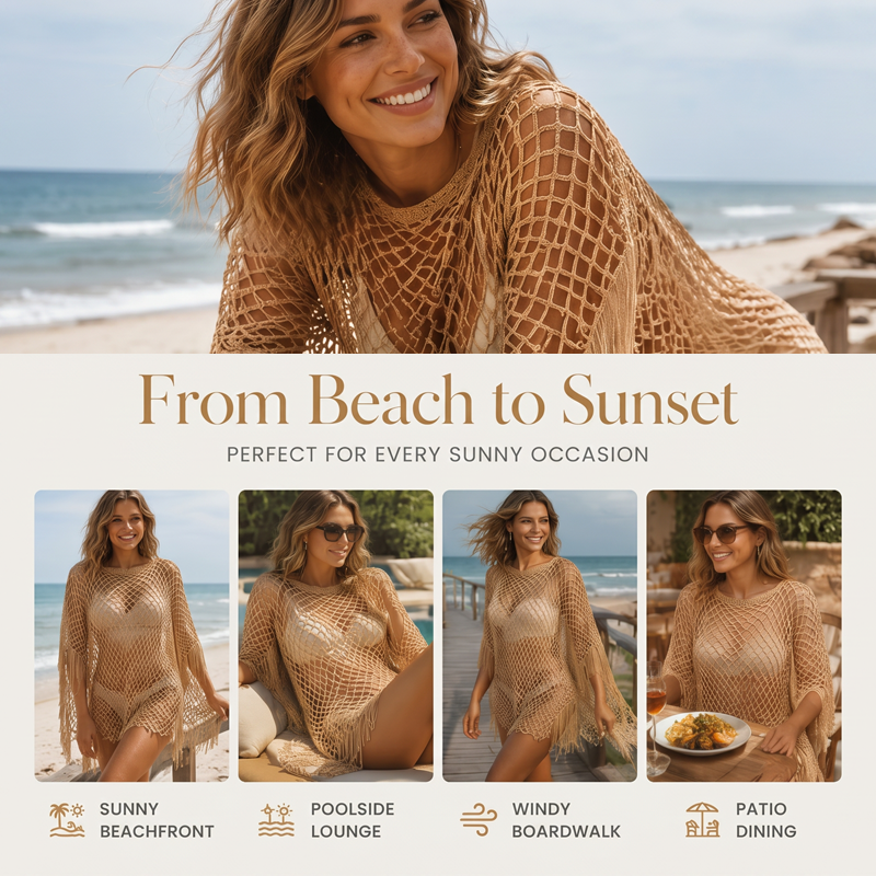 💐Summer Metallic Crochet Cover-Up – Lightweight, Flowy & Effortlessly Stylish summer outfit