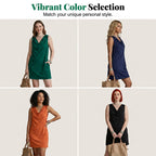👗 Elegant Slim Fit Cowl Neck Dress – Sleeveless, Side Pockets, Versatile ✨