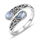 Vintage Adjustable Open Ring with Teardrop Glowing Zircon💧💍