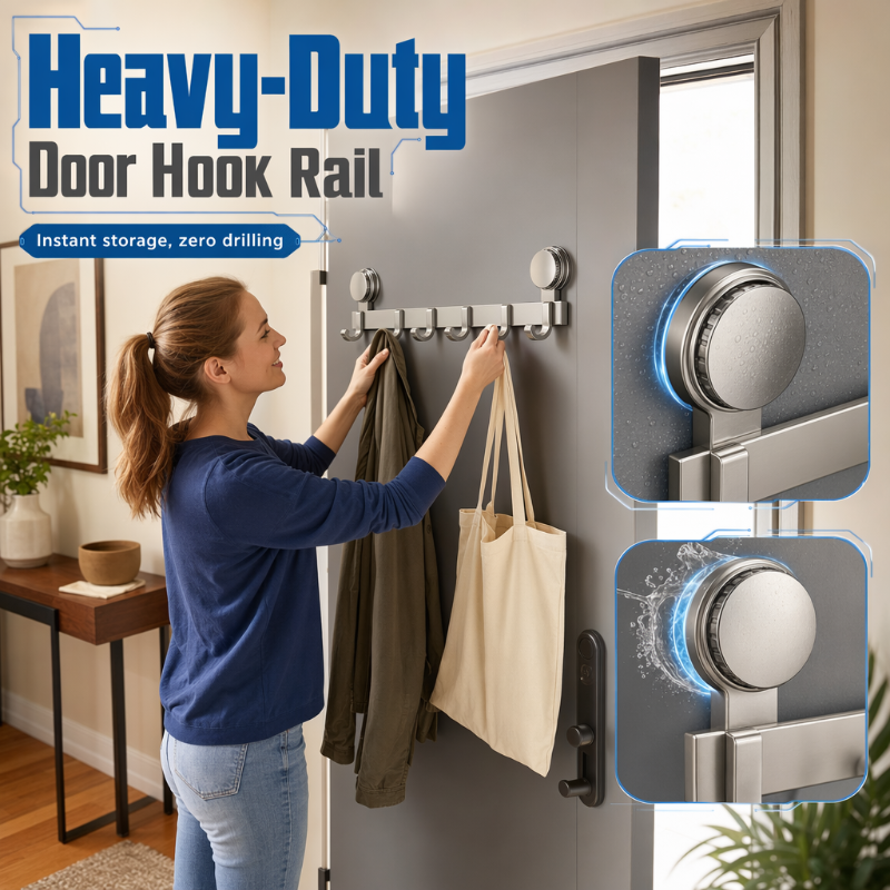 🚪📌 Suction Cup Over Door Hook Rack – Tool-Free Install, Strong Hold, No Drilling & Clutter-Free Entryway ✨
