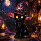 💥 Gothic Halloween Witch and Cat Table Lamp
