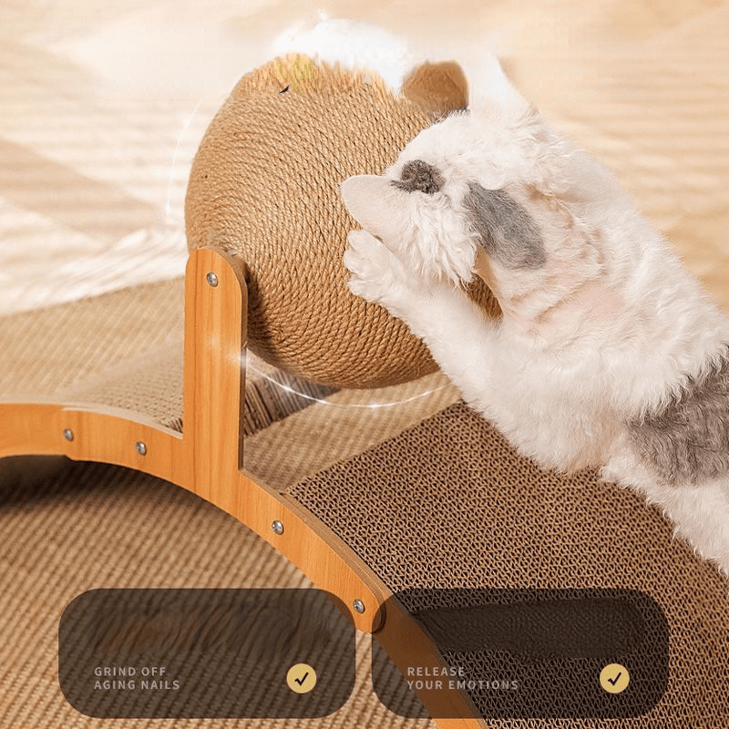 🐱 🧶Natural Sisal Cat Scratching Ball With Cardboard Pad