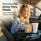 🚗 Car Cup Holder Expander with Detachable Tray – 360° Rotatable Food Table & Dual Cup Holder