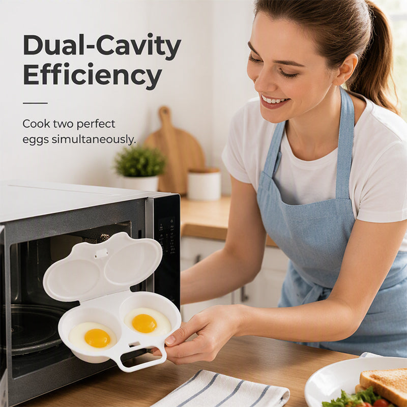 📢BUY 1 GET 1 FREE! 🍳 Dual Cavity Microwave Egg Poacher – Quick Oil-Free Cooking, Food-Grade PP & Versatile Kitchen Essential 💫