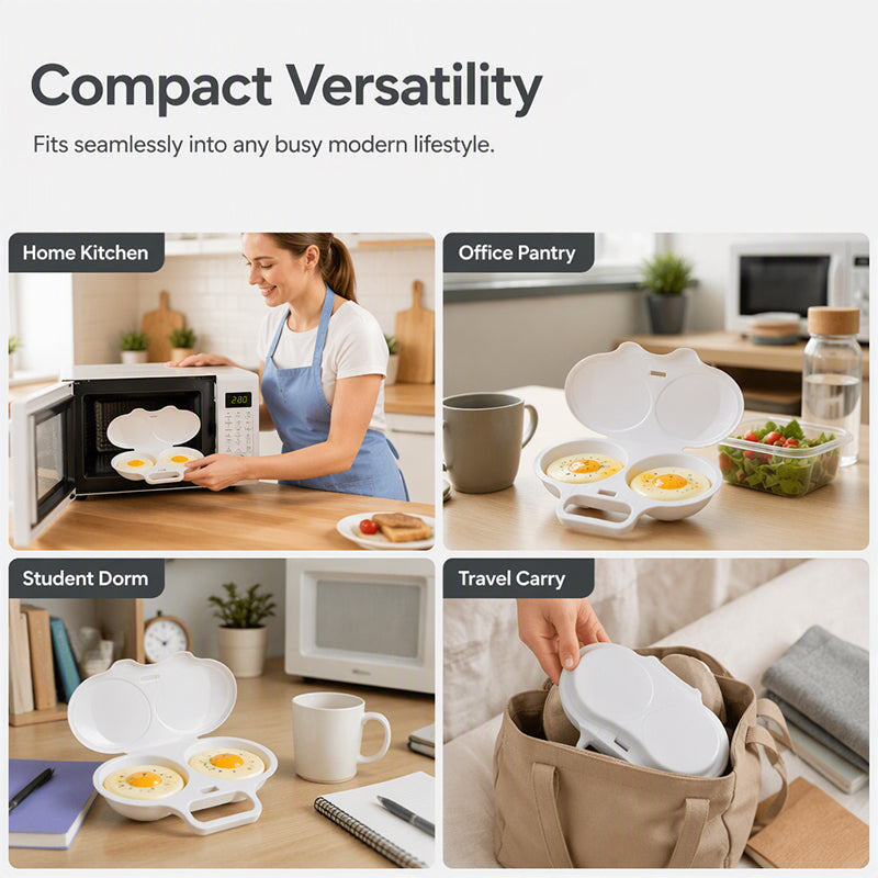📢BUY 1 GET 1 FREE! 🍳 Dual Cavity Microwave Egg Poacher – Quick Oil-Free Cooking, Food-Grade PP & Versatile Kitchen Essential 💫