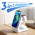 🔋 3-in-1 Foldable Magnetic Charging Stand | Wireless Charging Station for Phone, Watch & Earbuds | Compact & Space-Saving ✨