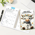 🐮 2026–2030 Monthly Planner ✨ Cute Highland Cow 5-Year Calendar | Large Monthly Blocks for Long-Term Planning