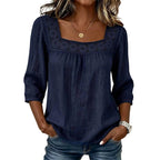 Women’s Square Neck Lace Crochet Blouse