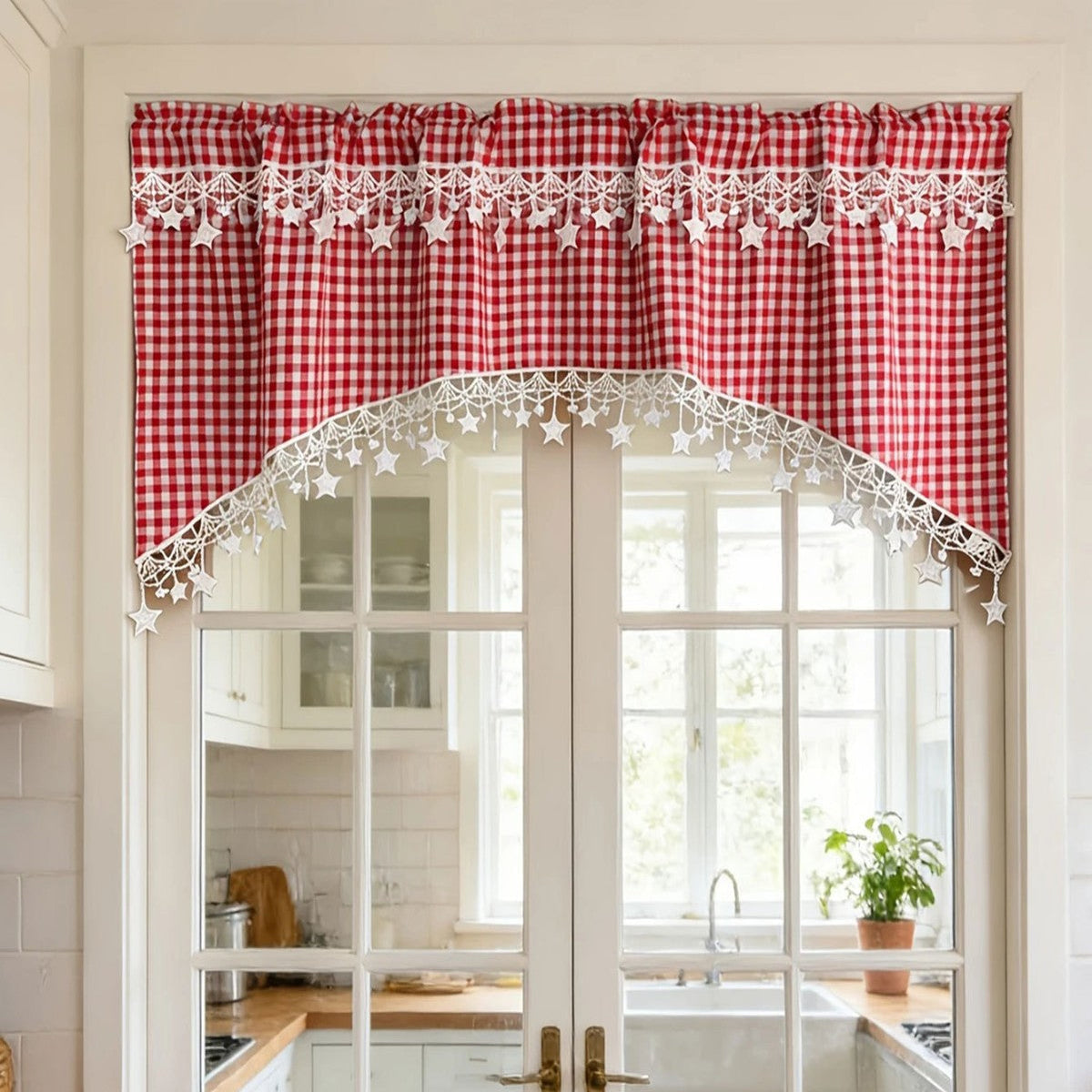 ⏳Limited-time 50% off💥Versatile Country Style Curtain with Star Lace Trim⭐️