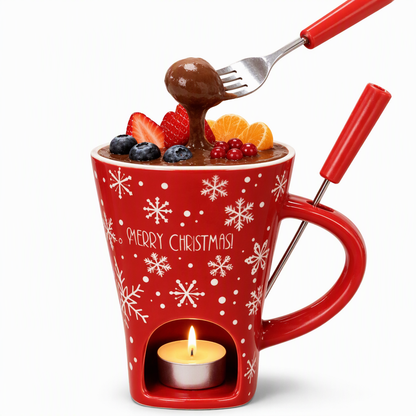 Christmas Ceramic Chocolate Fondue Mug Set