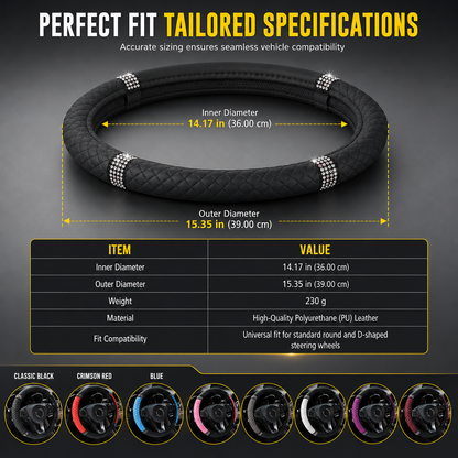 ⏳Time-Limited Special ⏰ Rhinestone Steering Wheel Cover – Sparkling, Quilted, Luxury 🚗