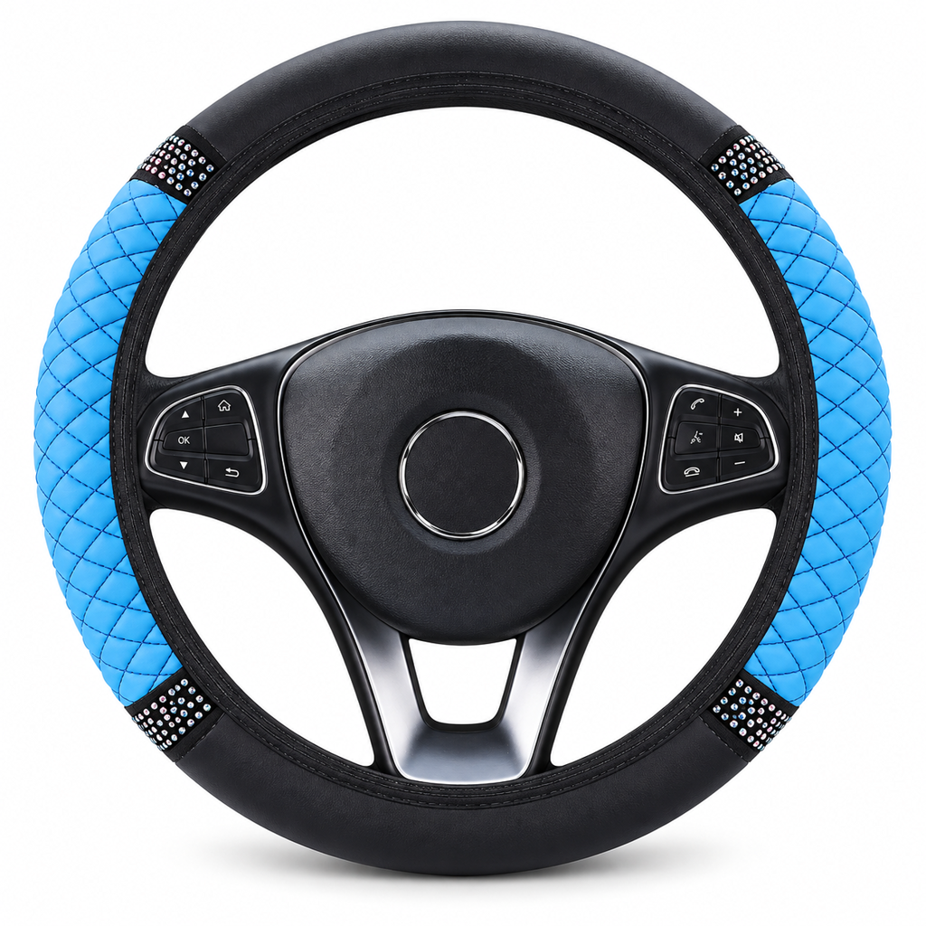 ⏳Time-Limited Special ⏰ Rhinestone Steering Wheel Cover – Sparkling, Quilted, Luxury 🚗