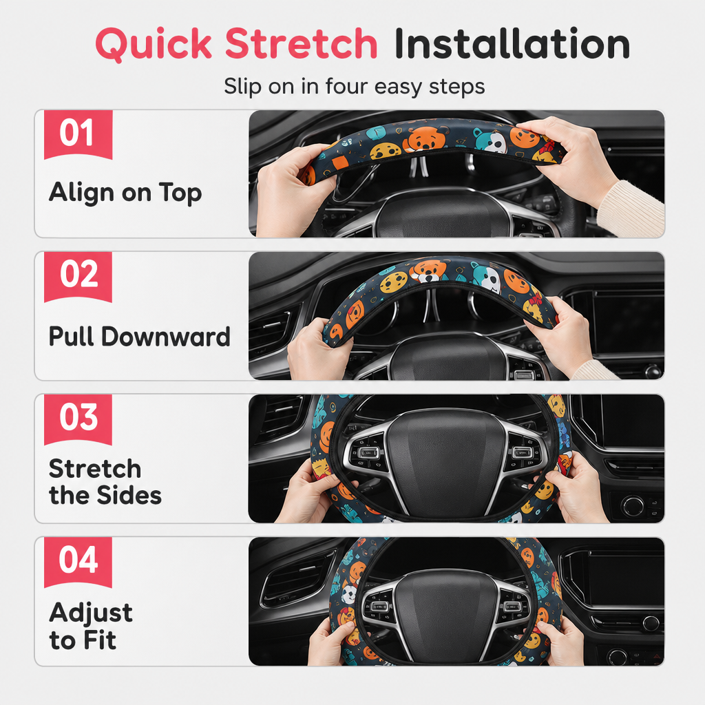 Universal 38cm Ringless Silk Steering Wheel Cover Printed Breathable Car Wheel Protector for All Seasons