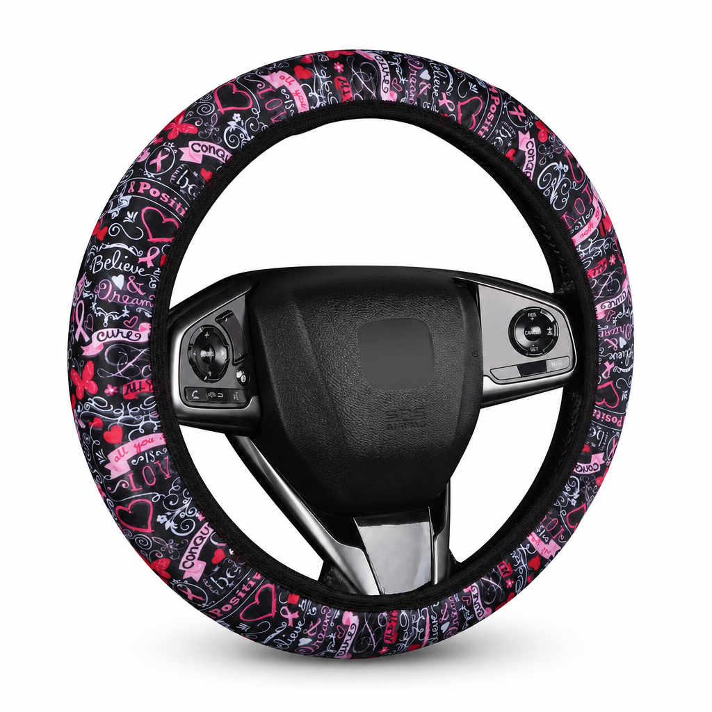 Universal 38cm Ringless Silk Steering Wheel Cover Printed Breathable Car Wheel Protector for All Seasons