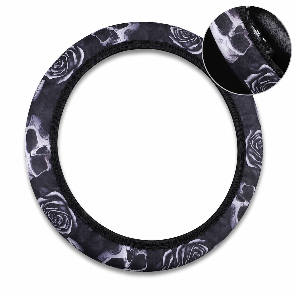 Universal 38cm Ringless Silk Steering Wheel Cover Printed Breathable Car Wheel Protector for All Seasons