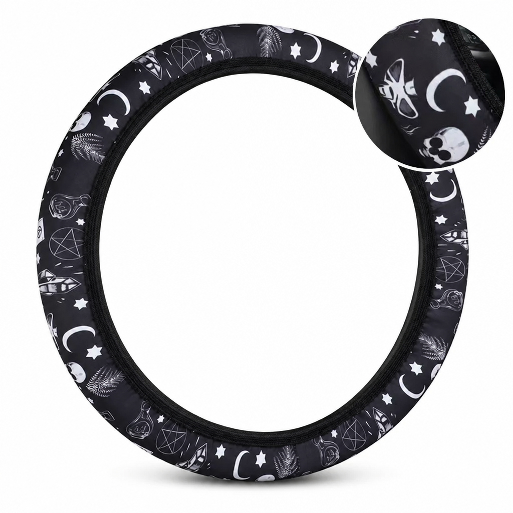 Universal 38cm Ringless Silk Steering Wheel Cover Printed Breathable Car Wheel Protector for All Seasons