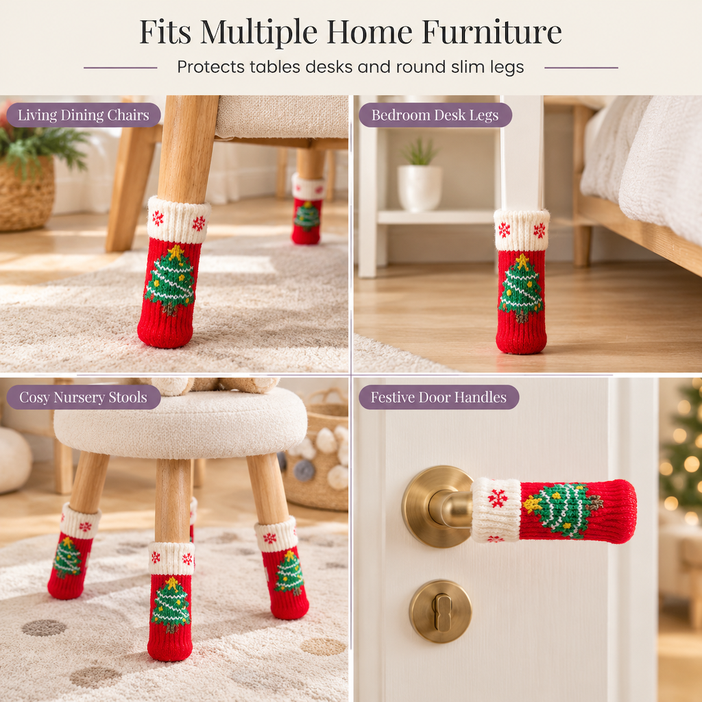🎄 🪑 Christmas Chair Leg Covers – Felt pads, non-slip & 4-piece set ✨